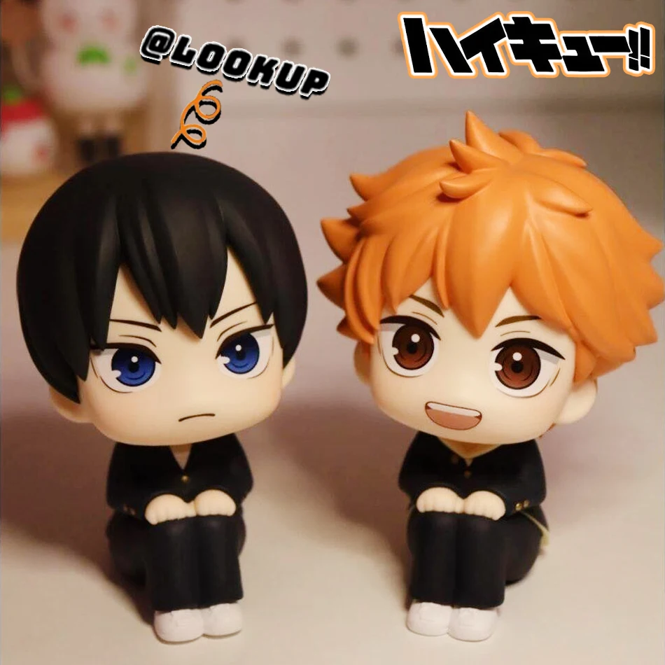10Cm Anime Haikyuu Figures Hinata Shoyo Tobio Kageyama 2Pcs Set Q Version Cute Sitting Posture Pvc Model Desktop Ornament Toy