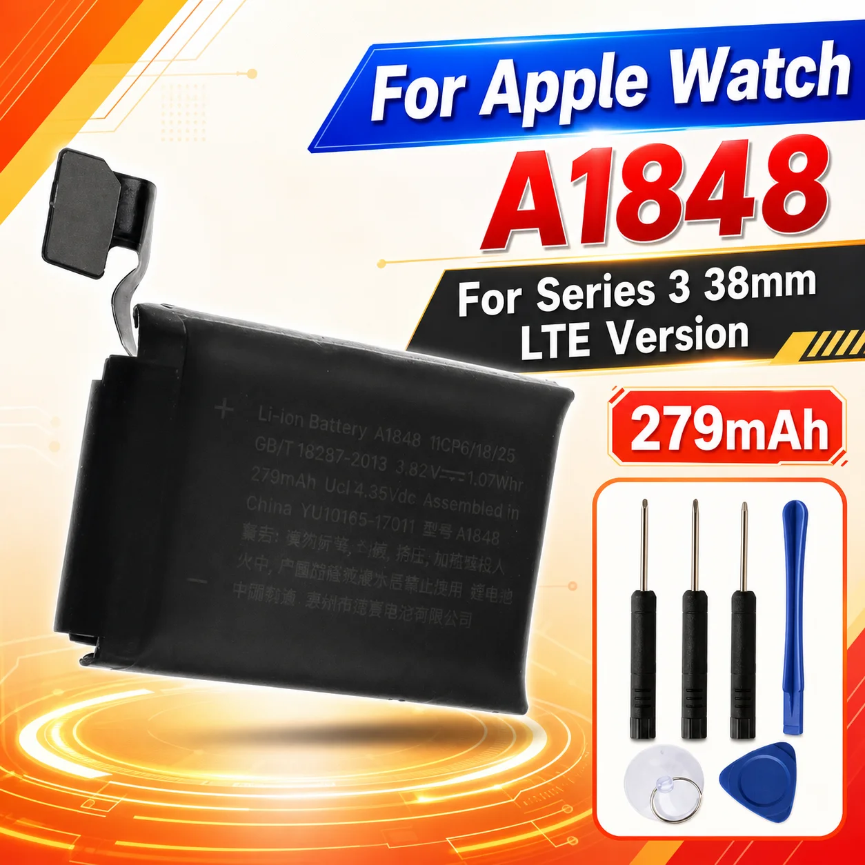 Smart Watch Replacement Battery A1848 A1847 For Apple Watch Series 3 38mm Honeycomb Version Watch Repair Battery