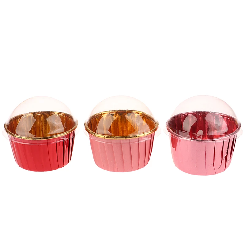 10Pcs/Set Cupcake Liner Baking Cup with Lids Roll Mouth Muffin Cupcake Paper Cups Wrapper Cake Decorating Baking Tools