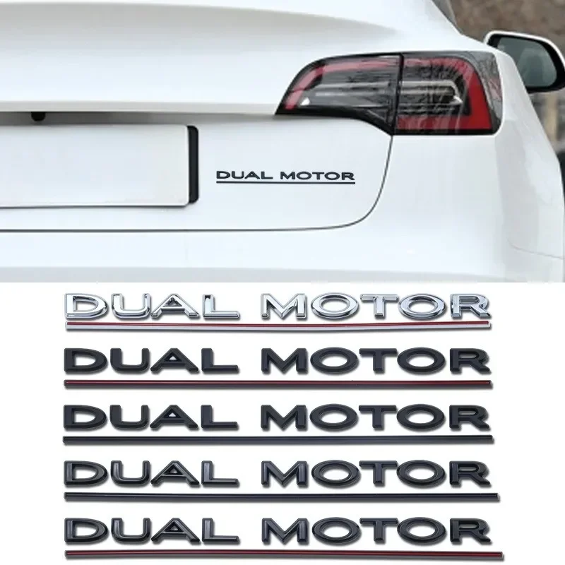 ABS Dual Motor Letters Rear Boot Tailgate Trunk Logo Emblem Badge Car Sticker Decal for Tesla Model 3 Model X Model S Y 