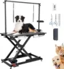 調整可能なヘビーデューティー50インチ電動Xリフト油圧式犬用グルーミングテーブル（ツールオーガナイザー付き、ジャッキ式、ペットグルーミングステーション） 1
