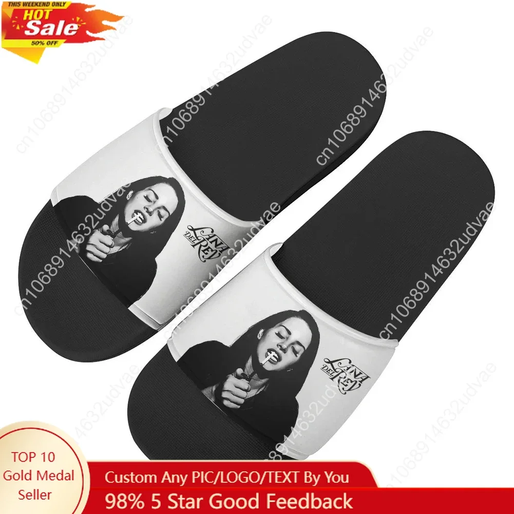 

Lana Del Rey Singer Slippers Man Woman Boy Girl Tailor Made Slides Sandals Durable Photo Customized Bath Shoes Water Shoe Black