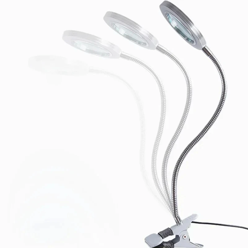 Desk Clip Illuminated Magnifying Glass with LED Lights Cold Beauty Nail Helping Hands Loupe Lamp LED 3x Flexible Table Magnifier