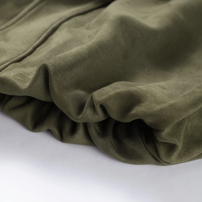 Vintage-Jacke aus massivem Kunstwildleder mit Reißverschluss für Damen, modisch, elastische Taille, Taschen, Reverskragen, locker geschnittener Mantel, Damen-Alltags-Street-Outfit. – Detail 6