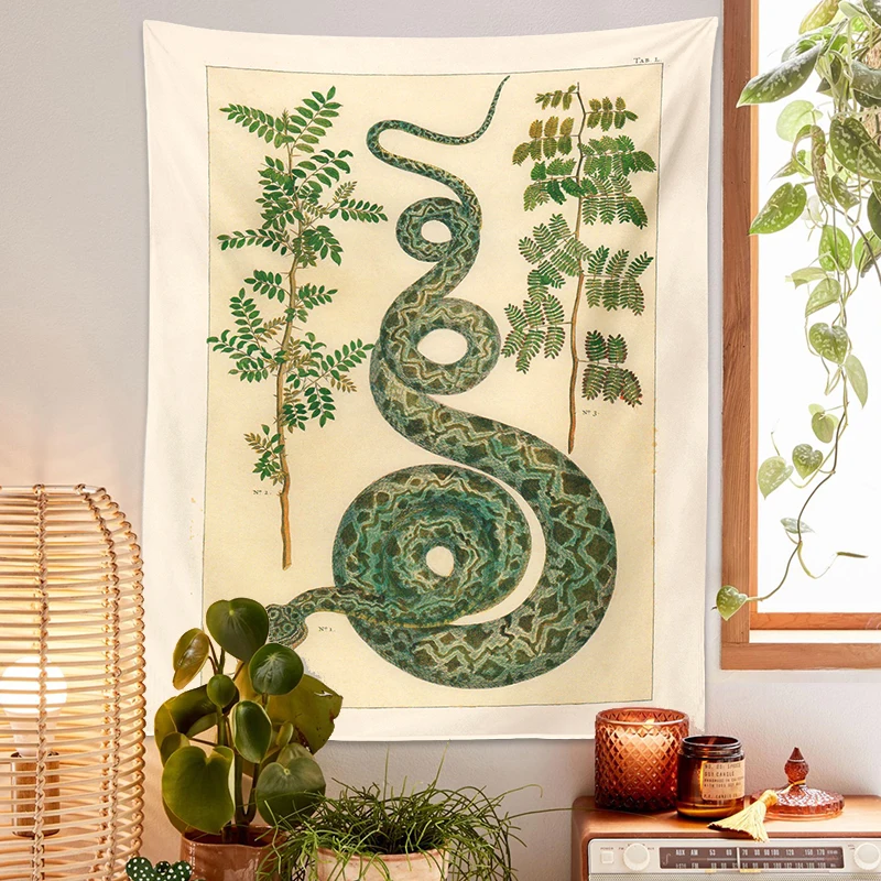 Floral Snake Tapestry Wall Hanging Psychedelic Botanical Celestial SnakeTapestry Hippie Wall Carpets Dorm Decor Wall Art Decor