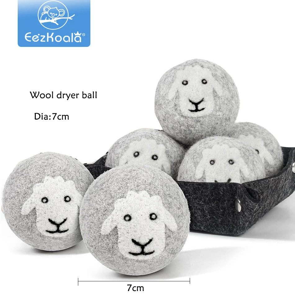 7cm Sheep Grey Fleece Dry Kit Ball Reusable Wool Dryer Balls Softener Laundry Washing Machine Accessories Home Washing