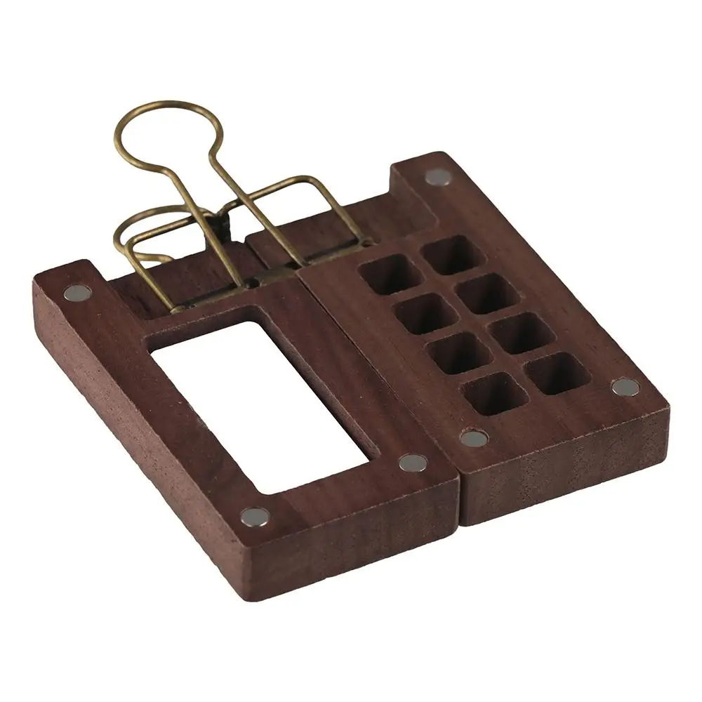 Leere Box, Mini-Aquarell-Farbpalette, Holz, schwarze Walnuss, Holzfarbe, leere Box, tragbar, 8-Gitter