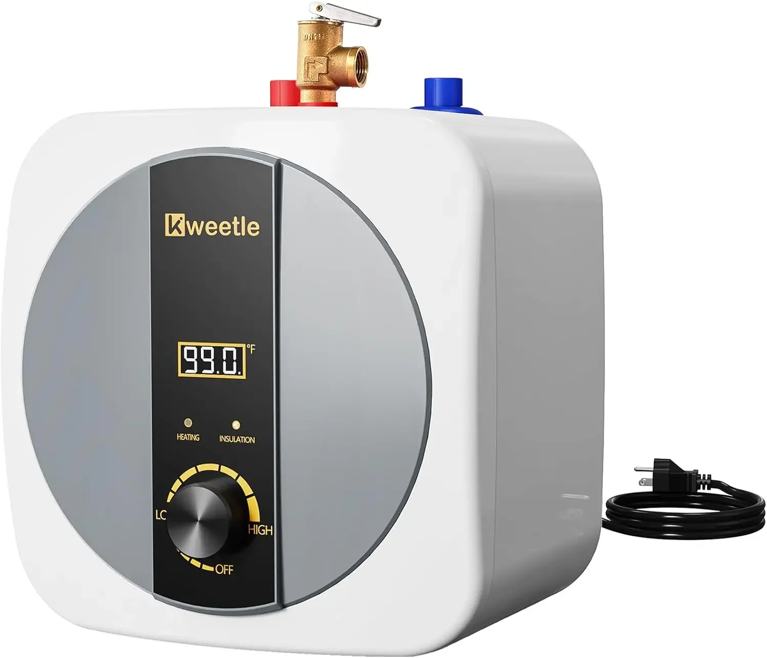 2.5 Gallon Electric Mini Tank Water Heater, 110V 1500W Under Sink Hot Water Heater with Digital Display & Pressure Relief Valve,