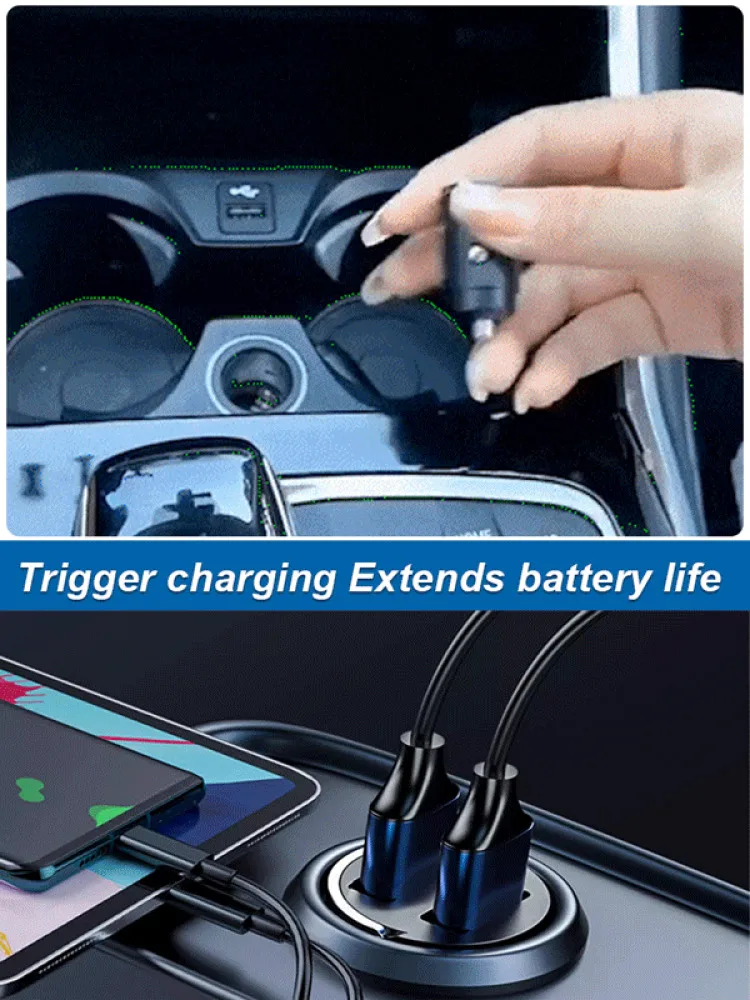 Car Charger Digital Display Car With Type-C Car Charger Fast Charging Car Mobile Phone Adapter PD  Mobile Phone Charging Head