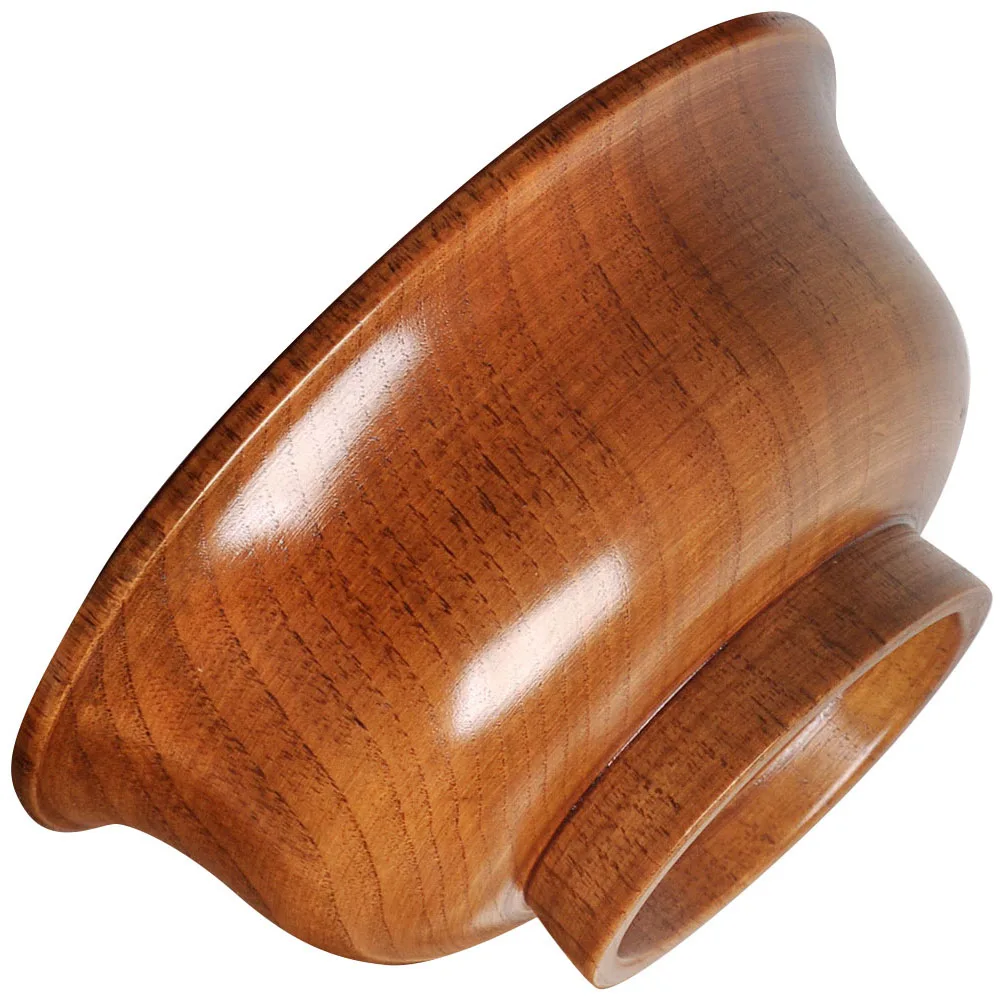 

Wooden Bowl Anti-scalding Food Serving Salad Container Washable Portable Storage Kitchen Barware Set Fruit Rice Soup