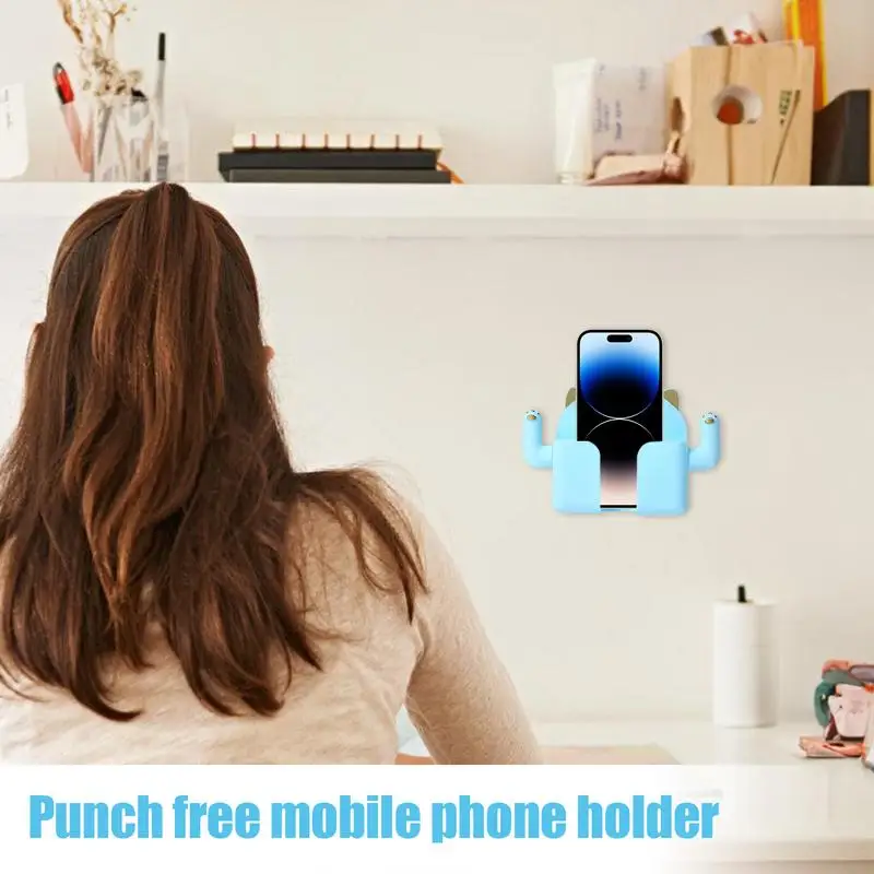 Aan De Muur Gemonteerde Telefoonhouder Luie Mobiele Telefoon Punch-Vrije Muursteun Standaard Stabiele Telefoonhouder Voor Toiletbadkamer Keuken