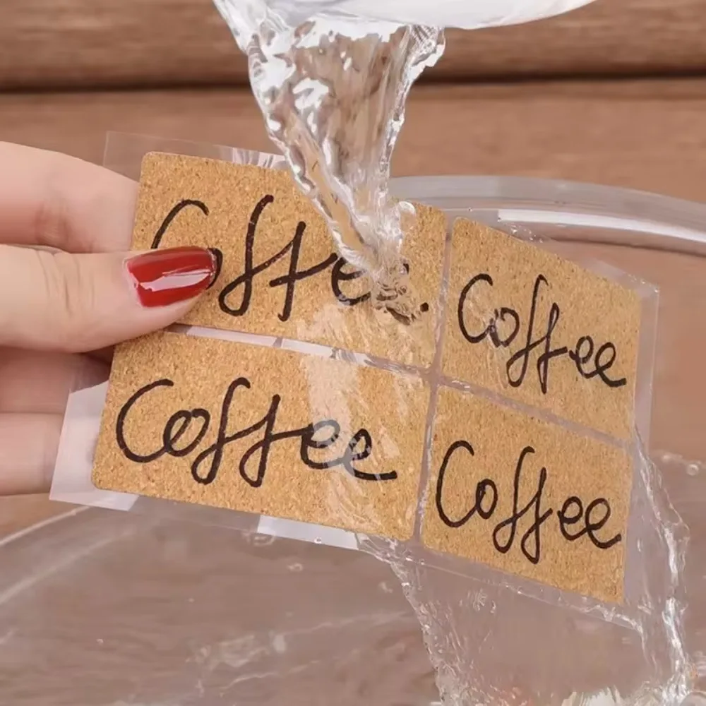 36/96pcs Self-adhesive Cork Wooden Labels Stickers Waterproof No Glue Marks Spice Jar Label Stickers Removable DIY