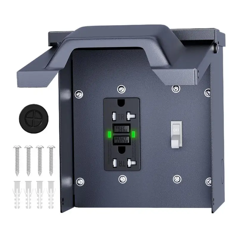 Temporary Outlet Panel Stainless Steel 20A RV Distribution Box RV Socket Waterproof Breaker Box Camping Car Accessory