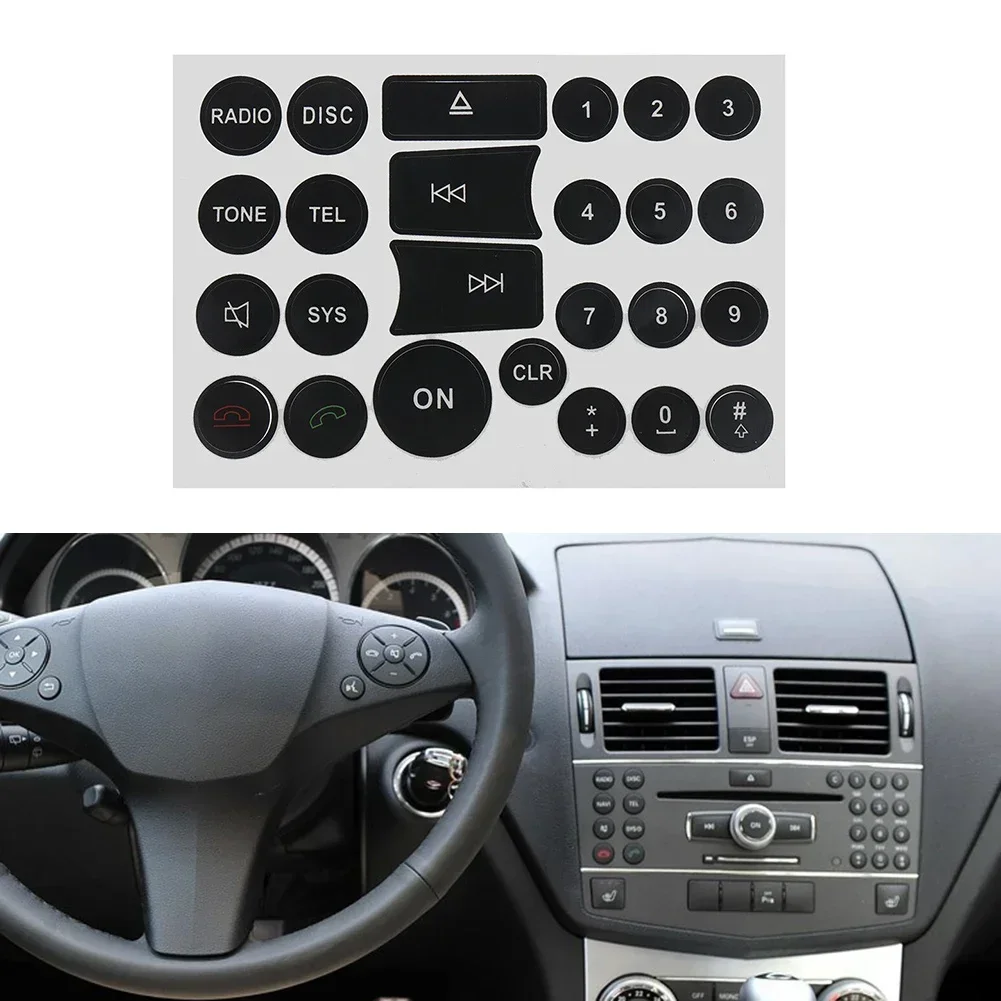 1Pcs Car Radio Button Repair Sticker For Mercedes for Benz C E G 2007-2014 Replacement Decals Stickers Car Accessories