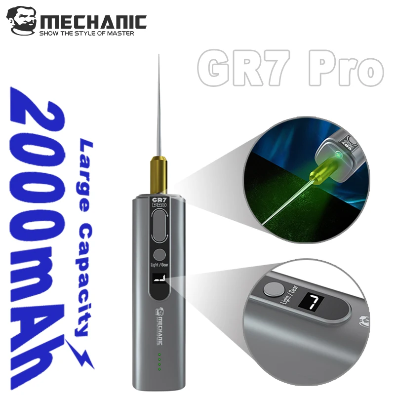 

Аппликатор клейкой ленты MECHANIC GR7 Pro, 7 скоростей, электрический съемник с аккумулятором емкостью 2000 мАч, встроенный светодиодный светильник, разделенная конструкция