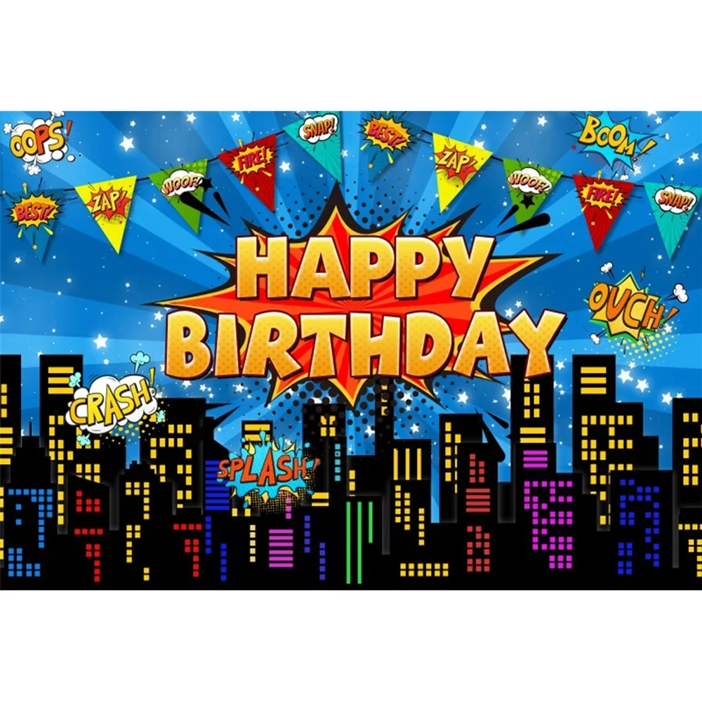 Super Hero Superhero City Children Baby Boys Birthday Party Photo Background Cake Table Decoration Banner Photography Backdrop