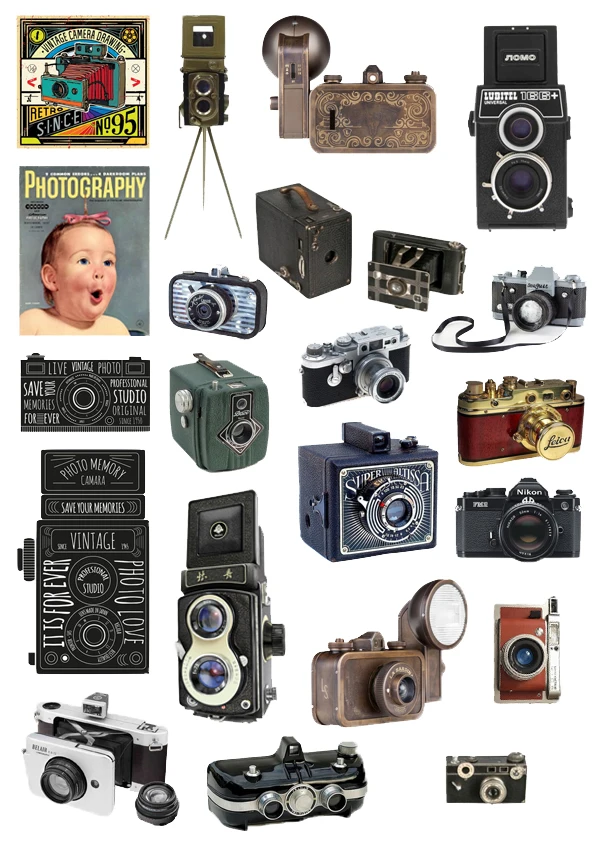 vintage camera object Stickers Crafts And Scrapbooking stickers kids toys book Decorative sticker DIY Stationery