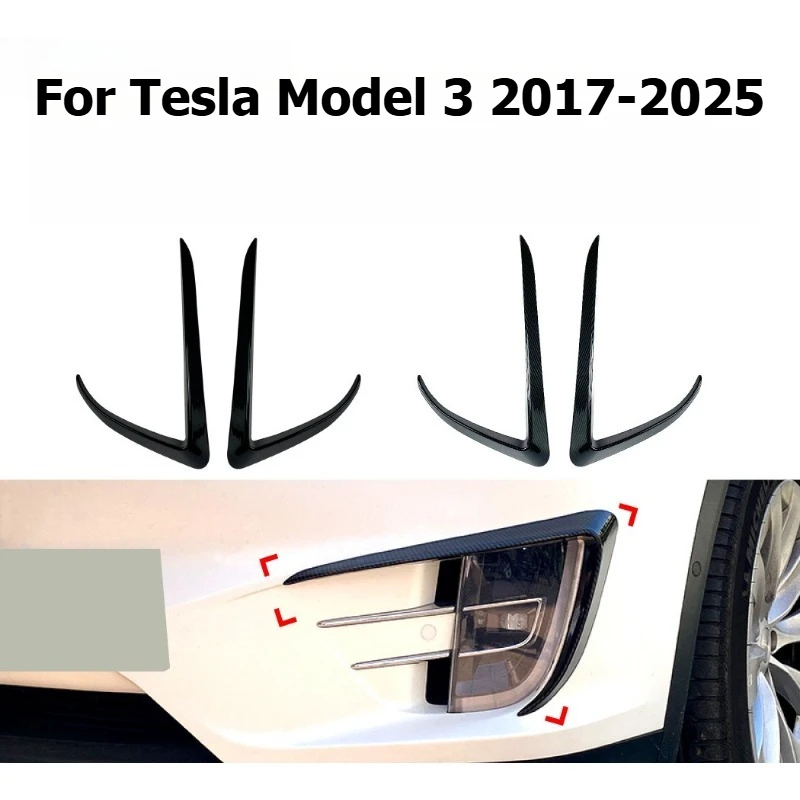 

For Tesla Model 3 2017+ Front Bumper Canards Fog Light Canard Trim Aero Splitter Styling Exterior Upgrade Modification Accessory