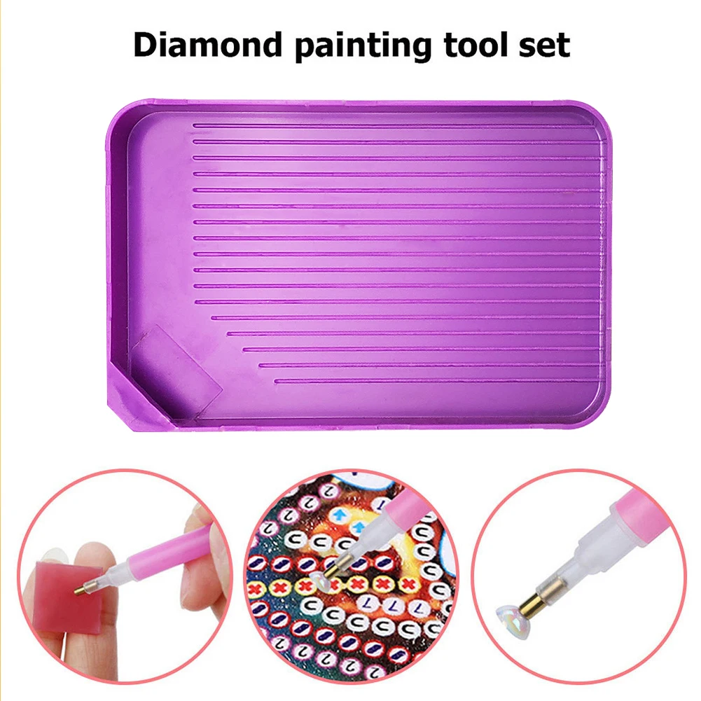 Funnel Diamonds Painting Tray Large Capacity DIY Mosaic Tary Art Crafts 5D Handmade Plastic Purple Handicrafts Tool Accessories