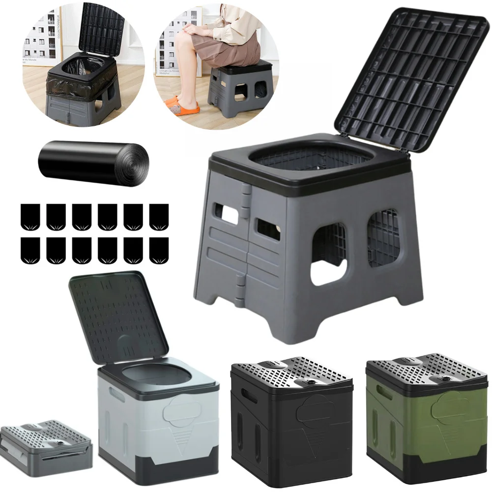 

Портативный складной унитаз с крышкой Складной уличный походный туалет Многофункциональный складной туалет-грузовик для чрезвычайных ситуаций на открытом воздухе