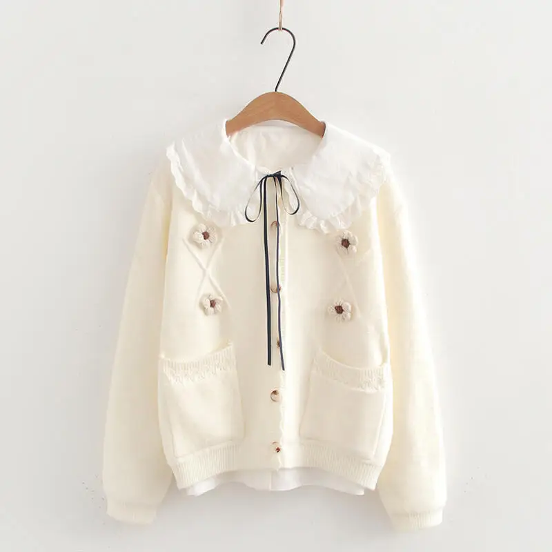 

Fashion Cotton Blend Women Long Sleeved Blouse and Sweater Two-Piece Set Spring Summer Casual doll Neck Loose Two-Piece Set