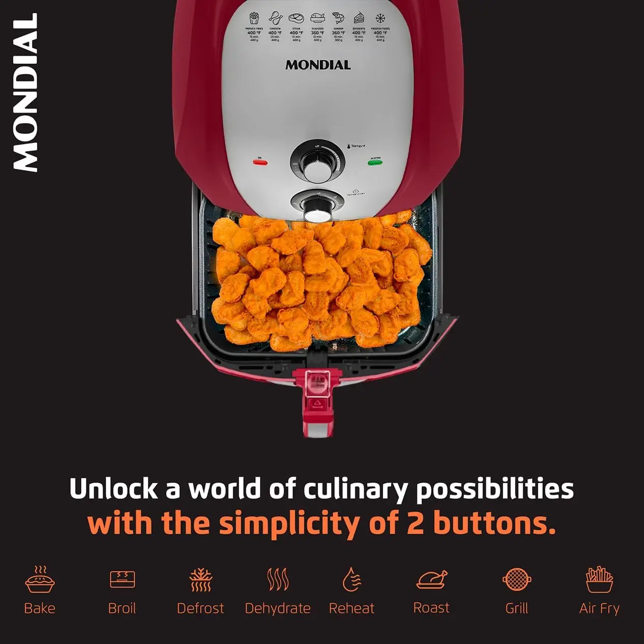 8.6 Quart Extra-Large Air Fryer, 1800 Watts, 2 Simple Dial Controls, Quick Heat Circulation Technology for Low Fat Cooking with