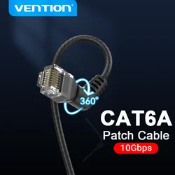 Vention CAT6A Ethernet Cable 10Gbps 90/360 Degree Rotation CAT 6A Slim Networking Internet Lan Cord for PC PS4 Router RJ45 Cable