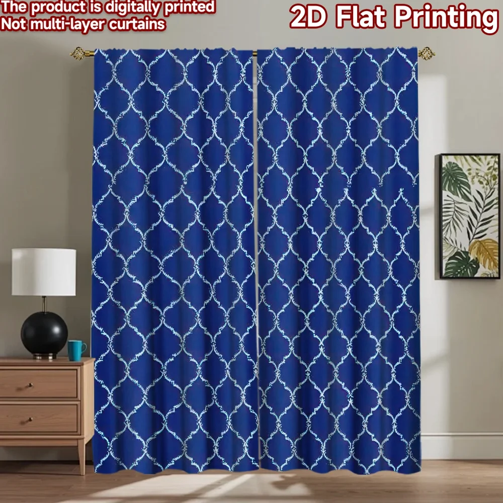 

1pc 2D flat Photography Backdrop Photography Banner Blue Lattice Design 100% Polyester Birthday Party Use for Suitable for