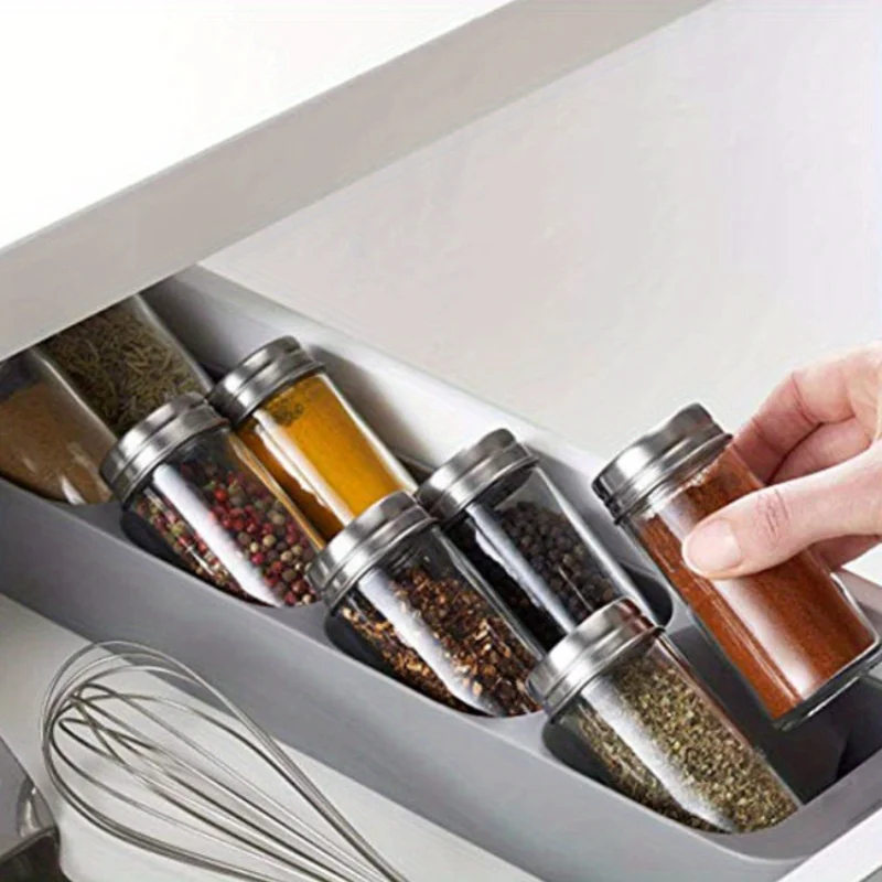 1pc 8Grids Spice Rack Cupboard Organizer Spice Storage Racks Utensils for Pantry Kitchen Seasoning Jar Spice Organizer In Drawer