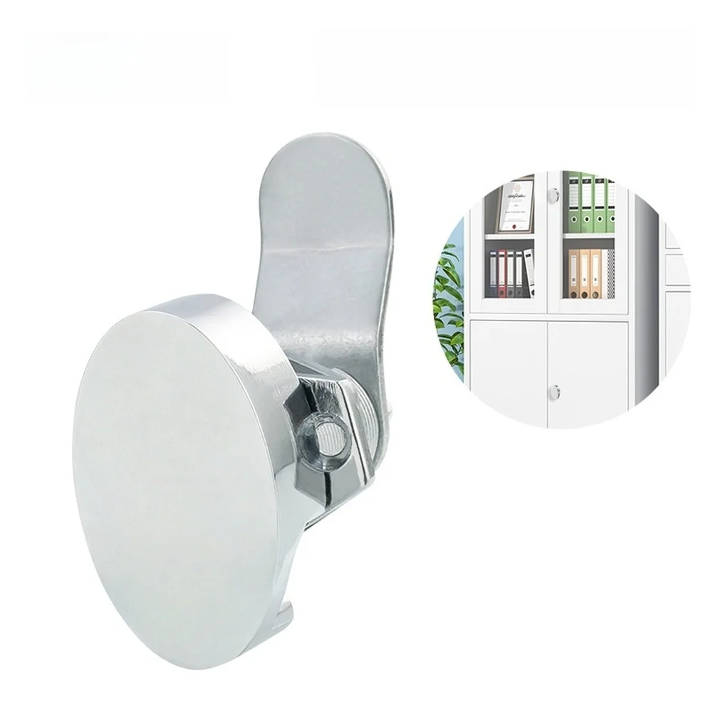 Handle Style Zinc Alloy Cabinet Lock with Hanging Tongue for File Cabinet Wardrobe Marine Applications 1.6 1.9cm Silver Metallic