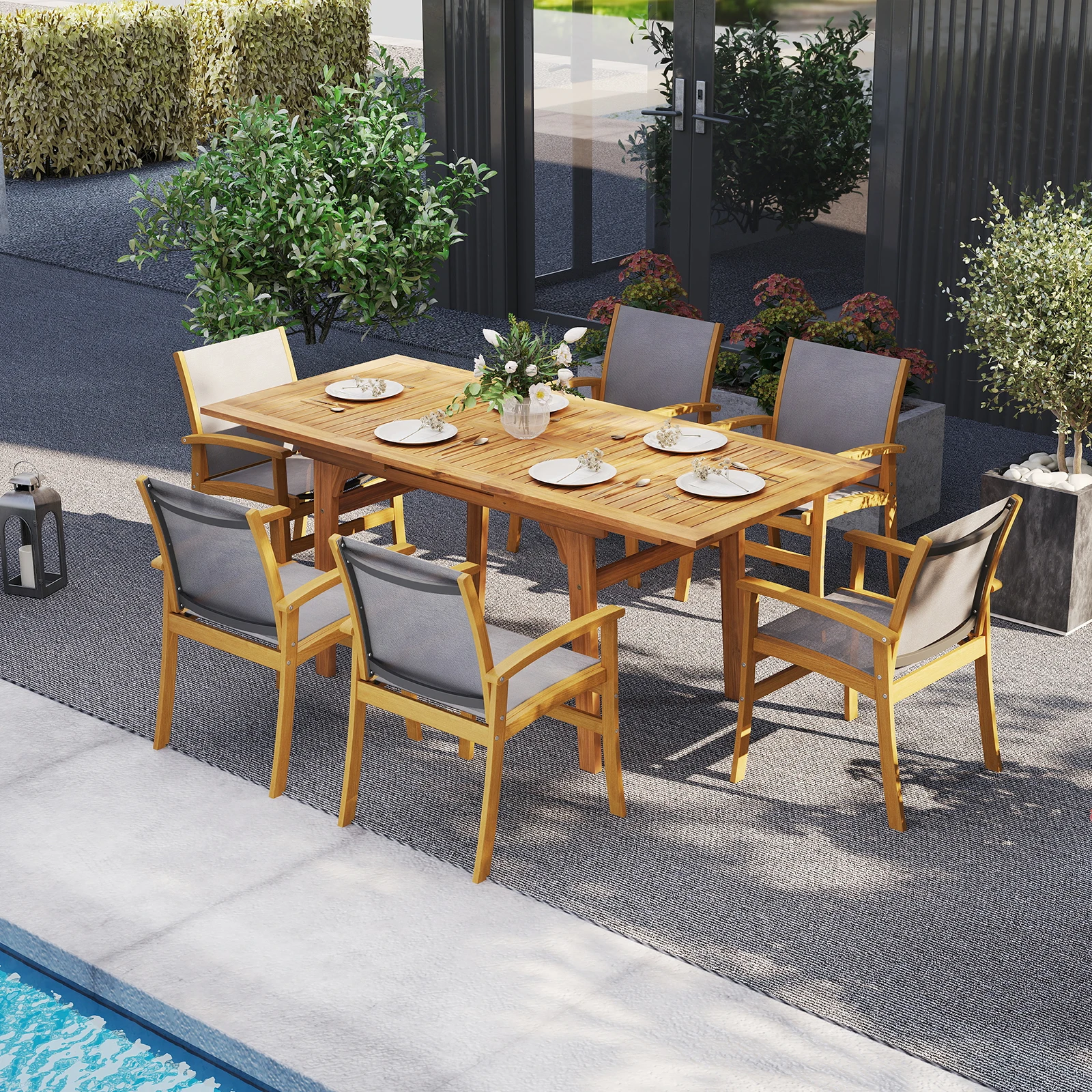 Expandable Outdoor Dining Table 55