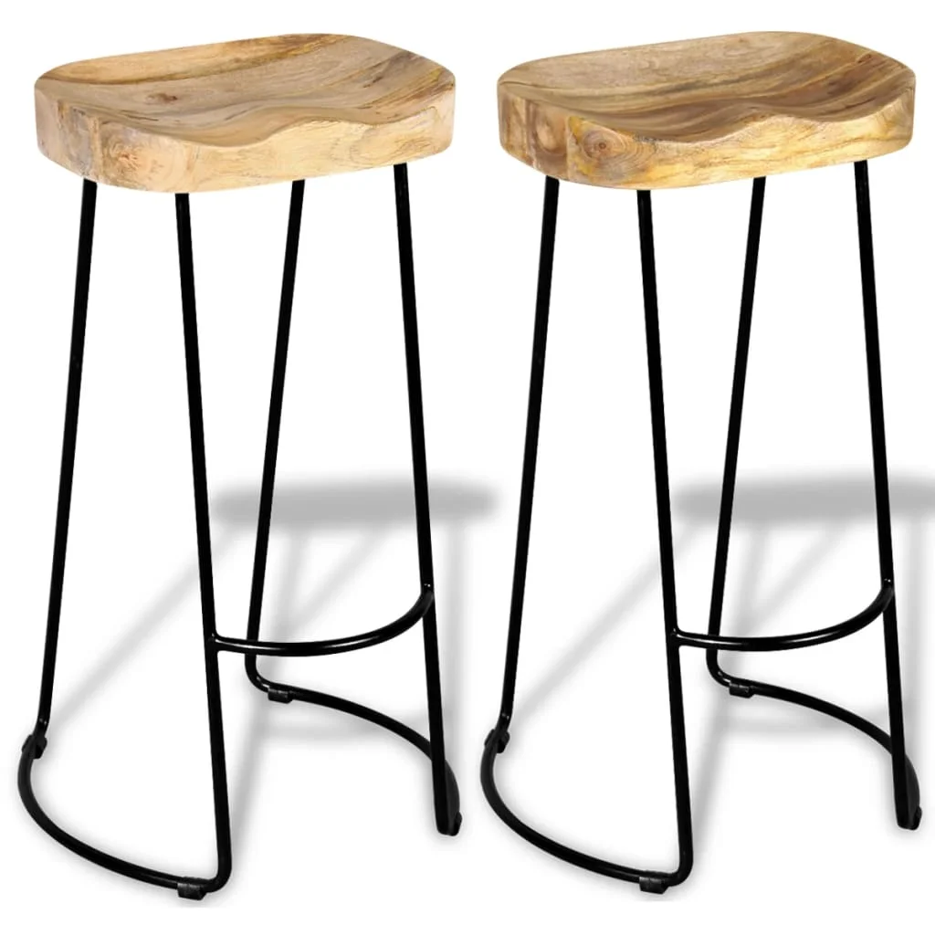 Bar Stool Chair Counter Stools Set of 2 Kitchen Decor for Counter Solid Mango Wood