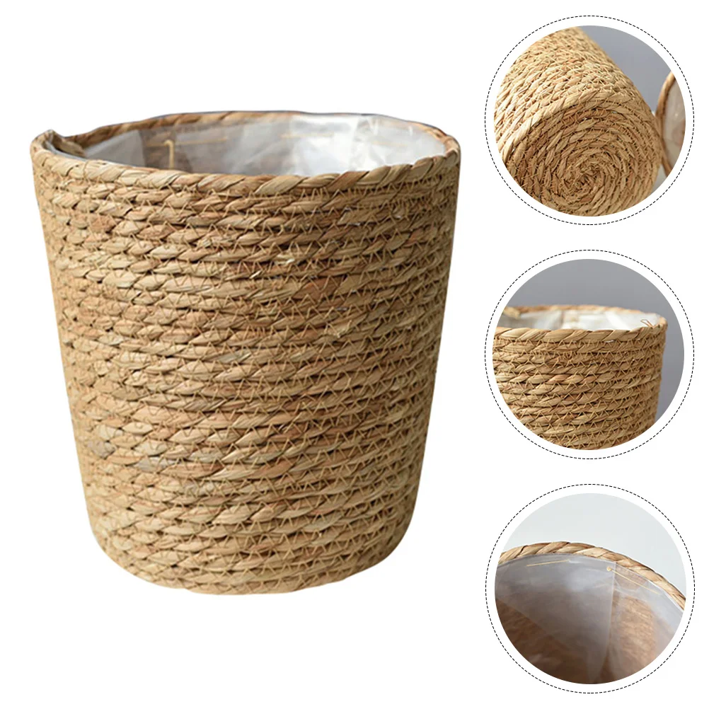 

Flower Pot Basket Balcony Decoration Woven Plant Vase Country Style Floral Indoor Pe Baskets with Liner Durable