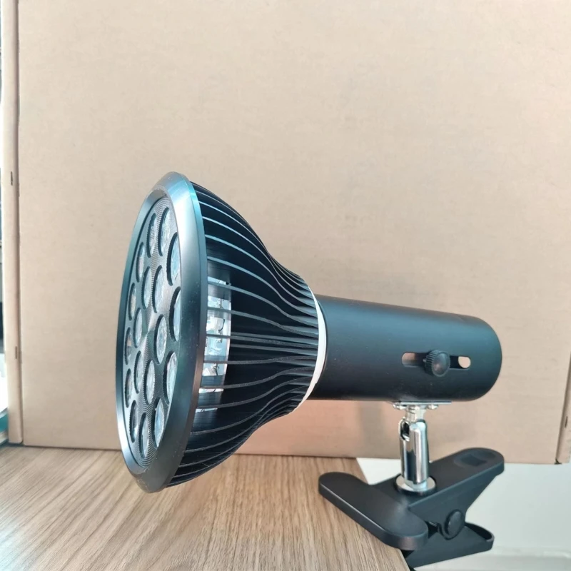 Blue Light Desk Clip Lamp 54W 460nm With Spring Clip Base, Adjustable Head and Storage Bag, Indoor Light for Desk Shelf Use