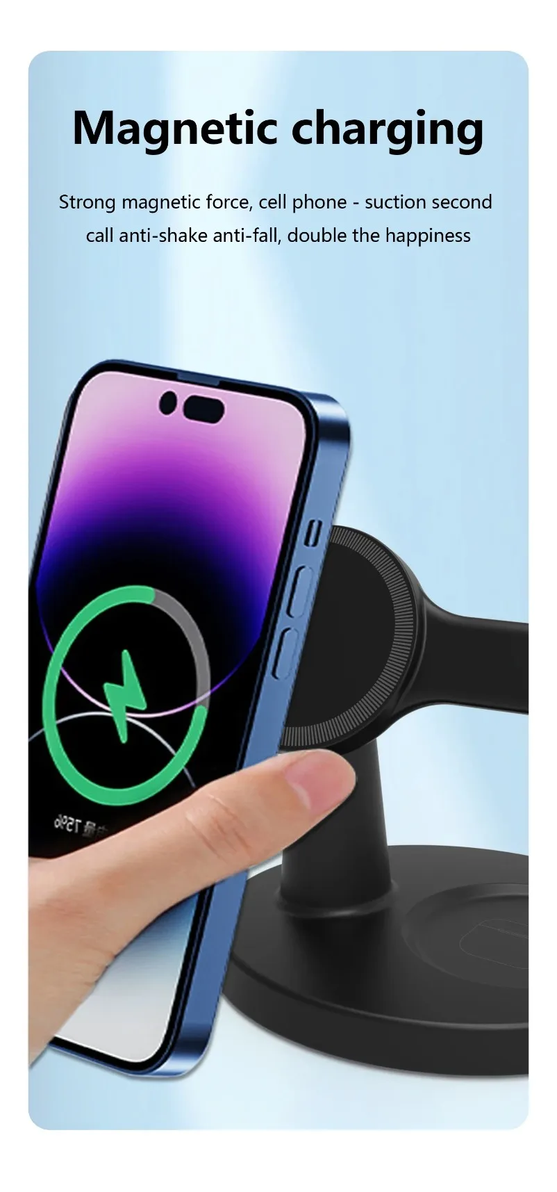 Magnetische Kabellose 3-in-1-Ladestation für Magsafe iPhone 17 16 15 14 13 Pro Max Apple Watch AirPods Pro Schnellladestation – Detail 6