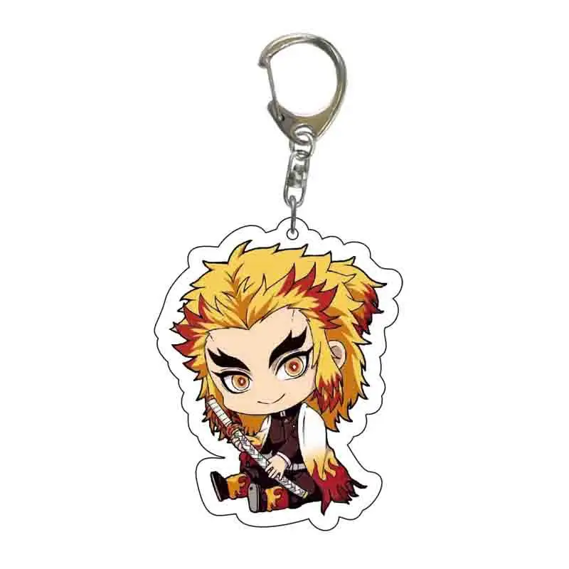 Anime Keychains Demon Slayer Key chain Tanjirou Kamado Nezuko Tomioka Giyuu Kimetsu No Yaiba Acrylic Key Ring Cute Funny Cartoon