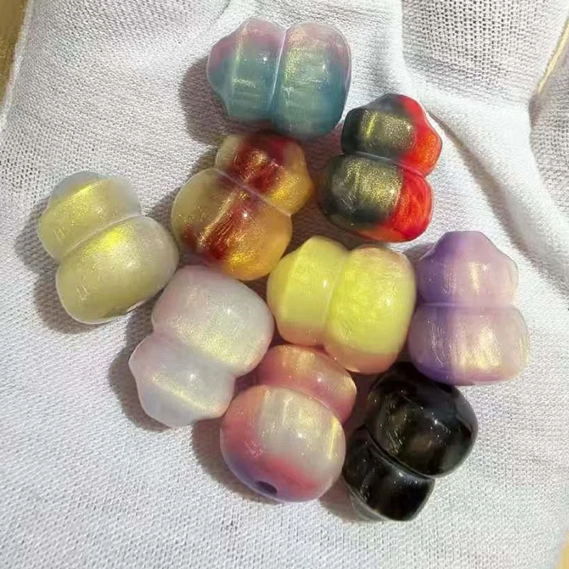 

2026 New arrived 100pcs/lot color print cartoon Gourd shape resin straight hole beads diy jewelry garment hair accessory