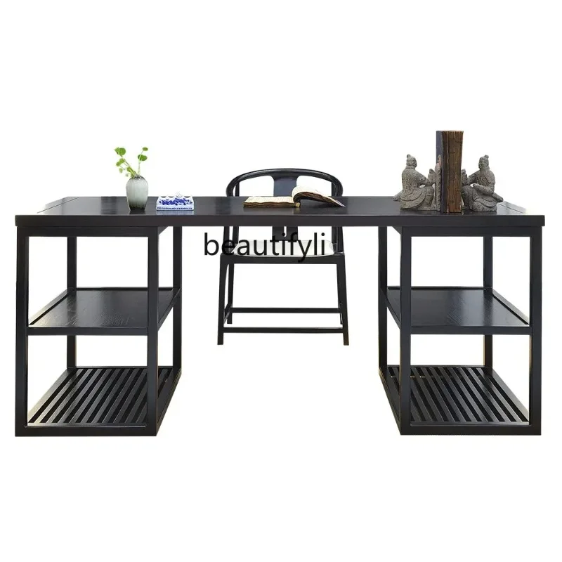 A4567 New Chinese solid wood desk and chair combination Zen writing calligraphy table desk, simple study furniture set