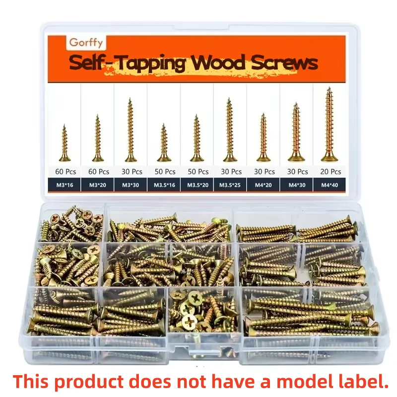 360PCS Self-Tapping Wood Screws Set - M3/M3.5/M4 Countersunk Head Screws for DIY Woodworking & Repair Projects