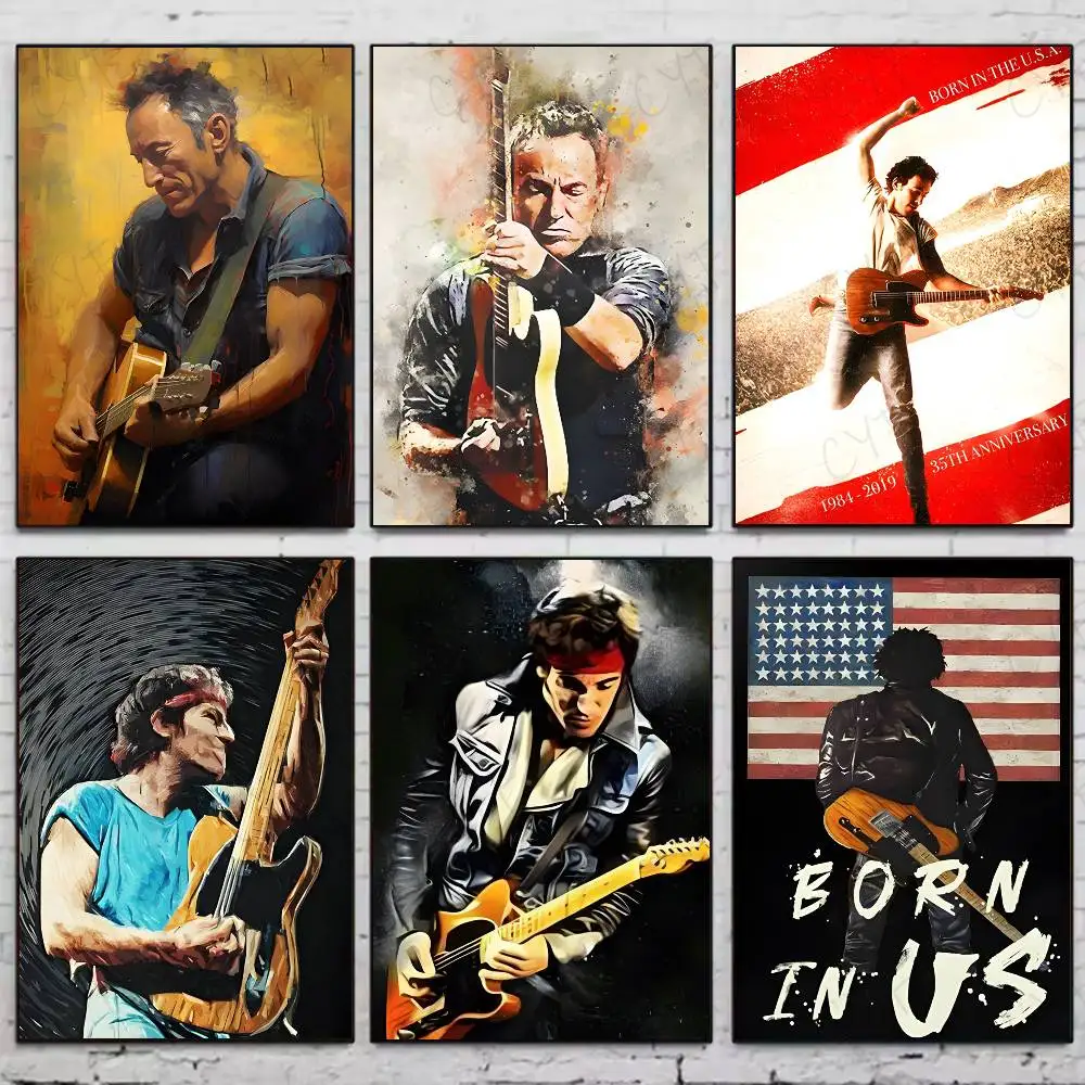 B-Bruce Springsteen Guitar Poster HD art sticky wall waterproof home living room bedroom bar aesthetic decoration