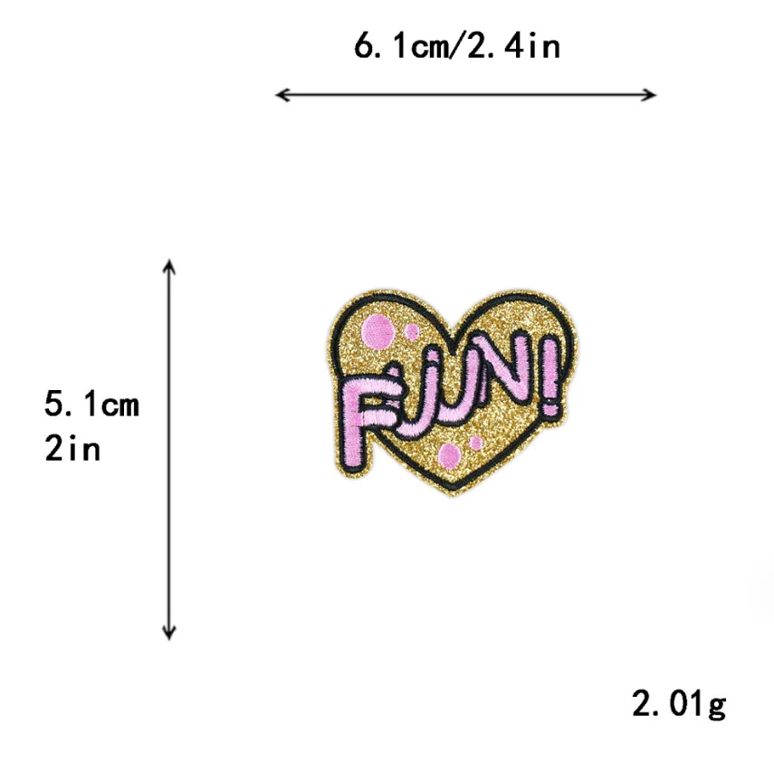 10 Pcs Heart Yes Lol Embroidery Patch Embroidered Clothing Hat Bag Shoe Repair Material Phone Gift Box Decor DIY Accessory