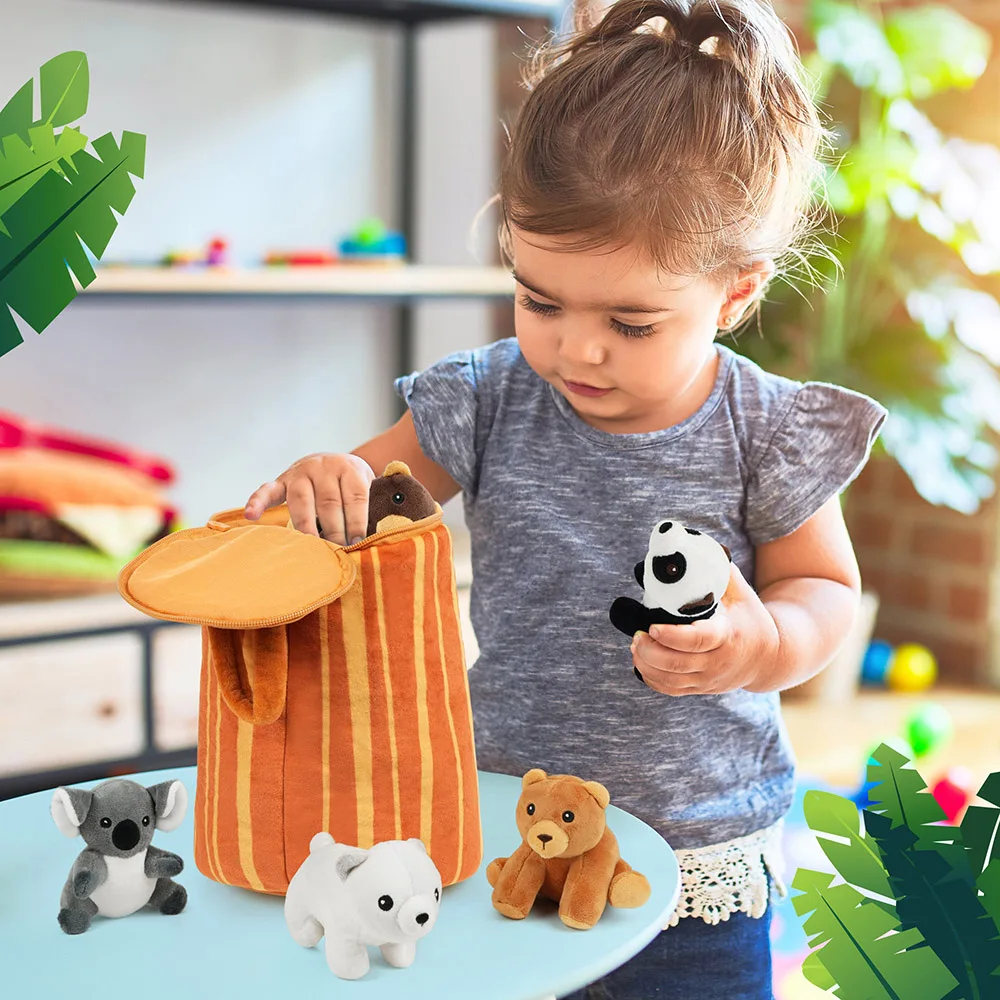 Stuffed Animals, 5 Small Forest Animals, Plush Toy for Kids Toddlers, Bears, Panda, Koala, Polar Bear Christmas Birthday Gifts