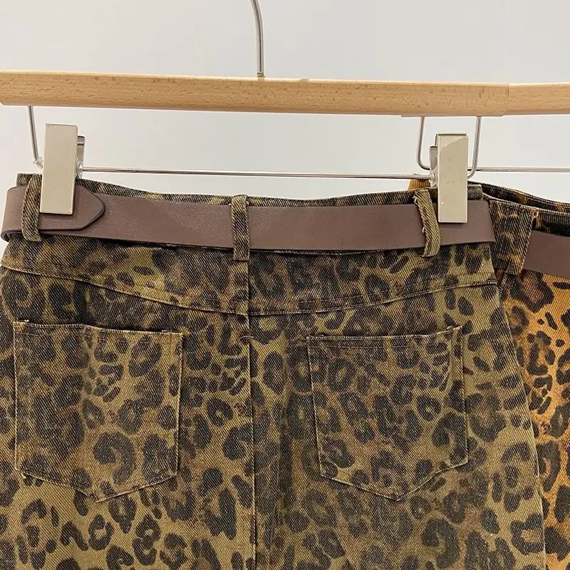 Jupe taille haute rétro imprimé léopard, jupe courte enveloppée dans les hanches, nouveau Design pour femmes