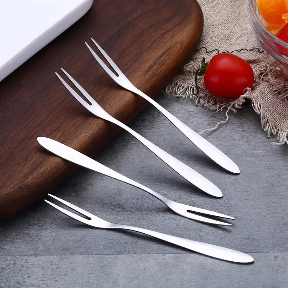 12Pcs Stainless Steel Fruit Forks Household Dessert Forks Lovely Mini Fork Set Snack Cake Salad Cutlery Forks Kitchen Flatware