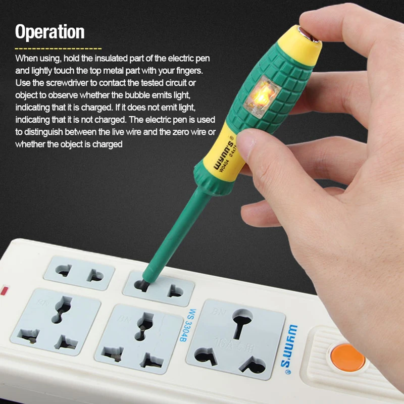 WYNN'S Voltage Tester Screwdriver Slotted/Phillips Outlet Tester Pen Electrician Pocket Test Pencil Hand Tools Driver Indicator