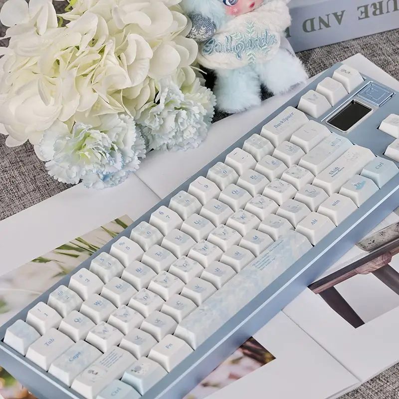 Sublimation Blue Butterfly Keyboard Cap Magnetic Shaft 68108