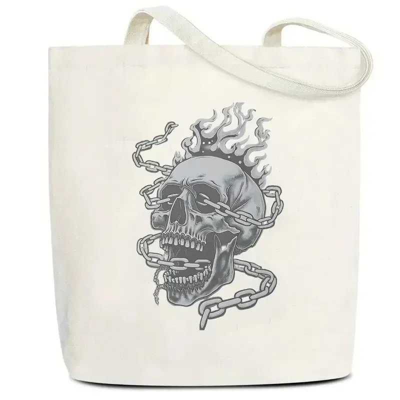 

Dark Skull Handbag Minimally Foldable Tote Bag Commuter Bag Large Capacity Tote Bag Womens Daily Eco Friendly Bag Portable