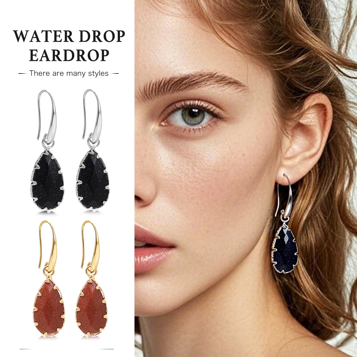 

Серьги-капли воды из натурального камня с различными подвесками из натуральных драгоценных камней, женские серьги из золота, серебра, модные украшения