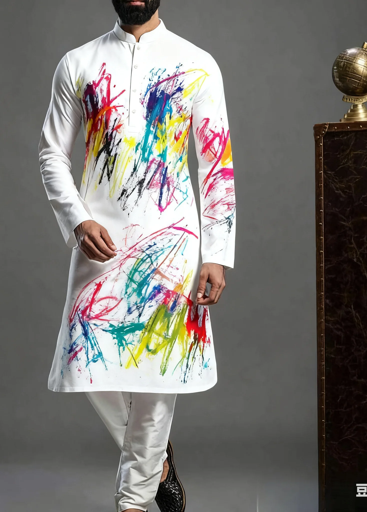 2025Kurt Men's Digital Printed Patterns with Multiple kurta vardha Fashionable Casual Fit Regular Robe Suitable for All Occasion