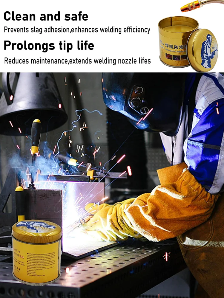 Gel Anti-colmatage pour soudage, pâte Non toxique, empêche l'adhérence des scories, prolonge la durée de vie de la buse pour le soudage MIG/TIG, boîte d'or, 180g/200g